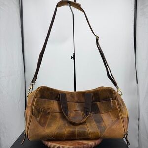 Rustic Town Brown Leather John Duffle Bag - Weekender Bag